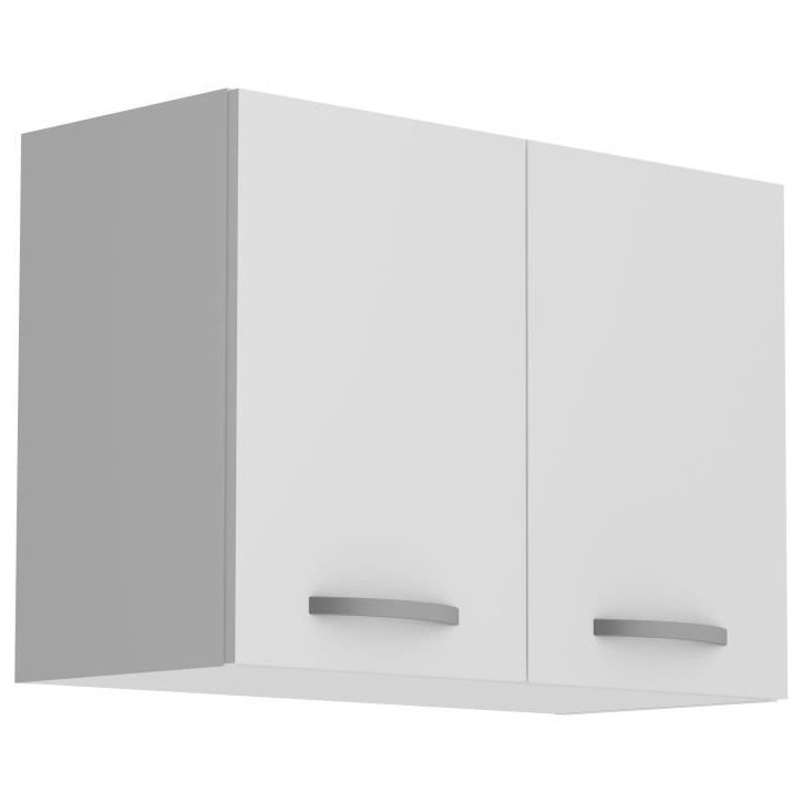 OSLO Meuble haut 2 portes - Blanc - L 80 x P 36 x H 58 cm OSLO Meuble haut 2 portes - Blanc - L 80 x P 36 x H 58 cm