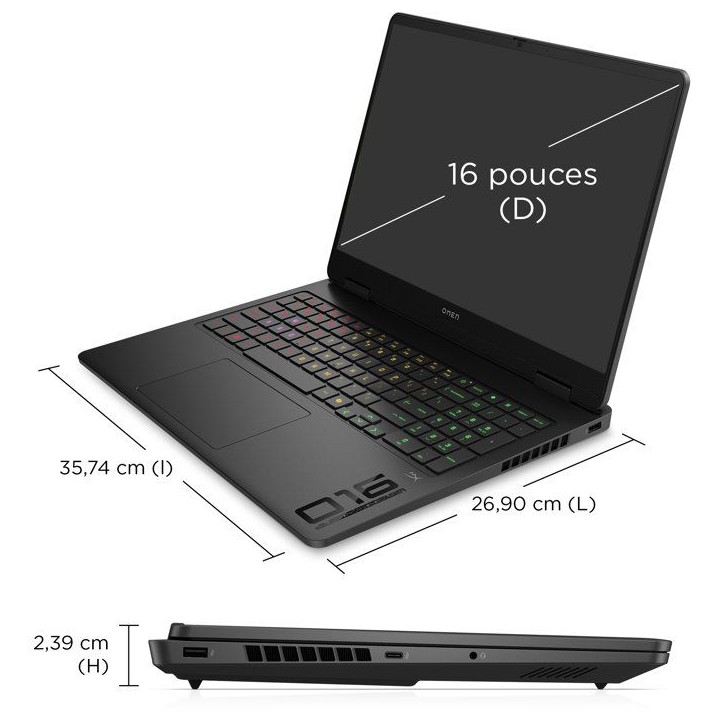PC Portable Gamer HP OMEN 16-ap0060nf - Sans Winows - 16 2,5K IPS 240Hz - RTX 5070 - Ryzen 9 8940HX - 32Go - 1To - AZERTY