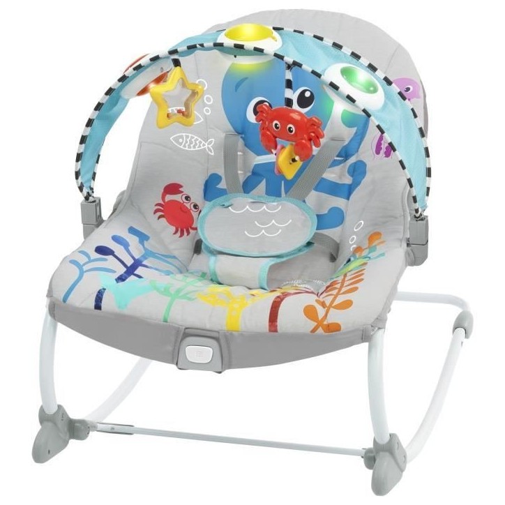 BABY EINSTEIN Transat bébé évolutif Octopus jusqu'a 18kg-Cadeau Noel bébé, Position fixe ou a bascule, Musique et Lumiere BABY EINSTEIN Transat bébé évolutif Octopus jusqu'a 18kg-Cadeau Noel bébé, Position fixe ou a bascule, Musique et Lumiere