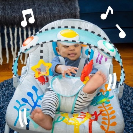 BABY EINSTEIN Transat bébé évolutif Octopus jusqu'a 18kg-Cadeau Noel bébé, Position fixe ou a bascule, Musique et Lumiere