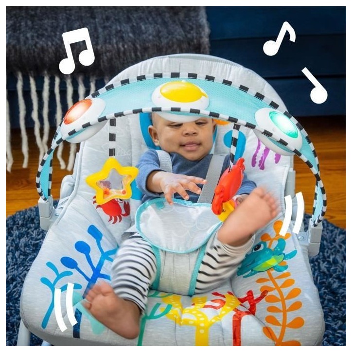 BABY EINSTEIN Transat bébé évolutif Octopus jusqu'a 18kg-Cadeau Noel bébé, Position fixe ou a bascule, Musique et Lumiere BABY EINSTEIN Transat bébé évolutif Octopus jusqu'a 18kg-Cadeau Noel bébé, Position fixe ou a bascule, Musique et Lumiere