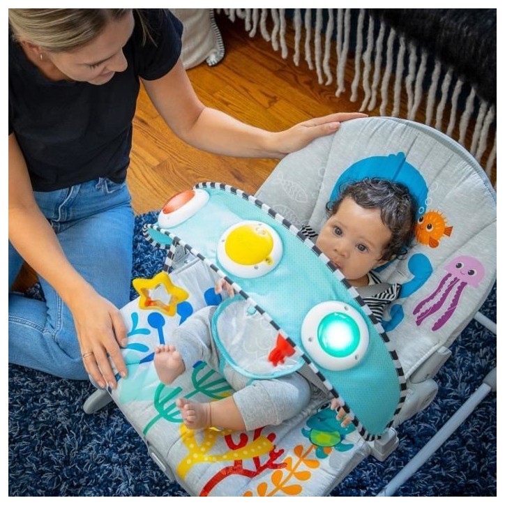 BABY EINSTEIN Transat bébé évolutif Octopus jusqu'a 18kg-Cadeau Noel bébé, Position fixe ou a bascule, Musique et Lumiere BABY EINSTEIN Transat bébé évolutif Octopus jusqu'a 18kg-Cadeau Noel bébé, Position fixe ou a bascule, Musique et Lumiere