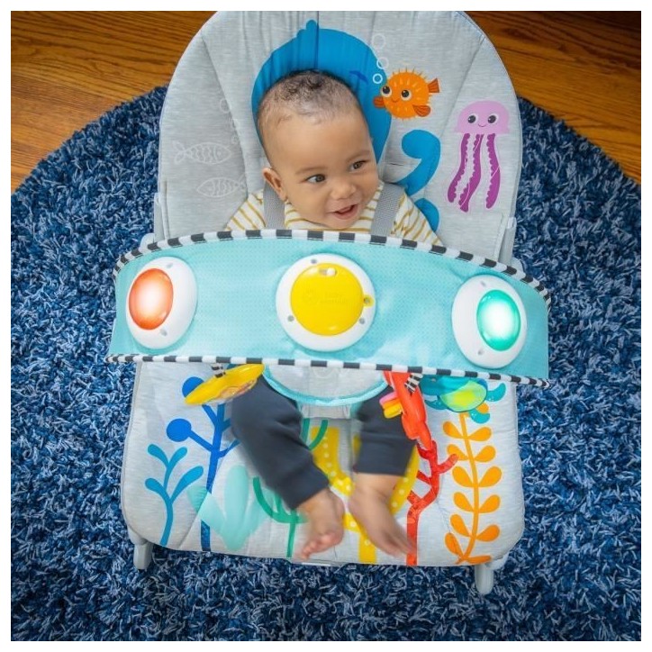 BABY EINSTEIN Transat bébé évolutif Octopus jusqu'a 18kg-Cadeau Noel bébé, Position fixe ou a bascule, Musique et Lumiere BABY EINSTEIN Transat bébé évolutif Octopus jusqu'a 18kg-Cadeau Noel bébé, Position fixe ou a bascule, Musique et Lumiere