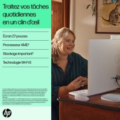 PC Tout-en-un HP 27-cr0074nf - Windows 11 - 27 FHD IPS - Ryzen 7 7730U