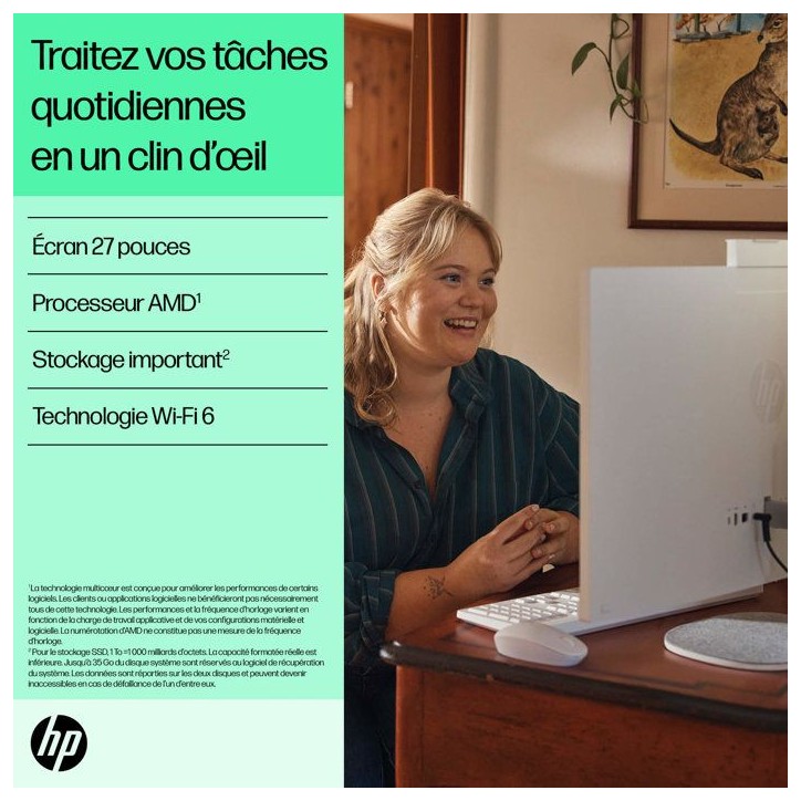 PC Tout-en-un HP 27-cr0074nf - Windows 11 - 27 FHD IPS - Ryzen 7 7730U - RAM 16Go - Stockage 512Go SSD - Clavier et souris sans PC Tout-en-un HP 27-cr0074nf - Windows 11 - 27 FHD IPS - Ryzen 7 7730U - RAM 16Go - Stockage 512Go SSD - Clavier et souris sans
