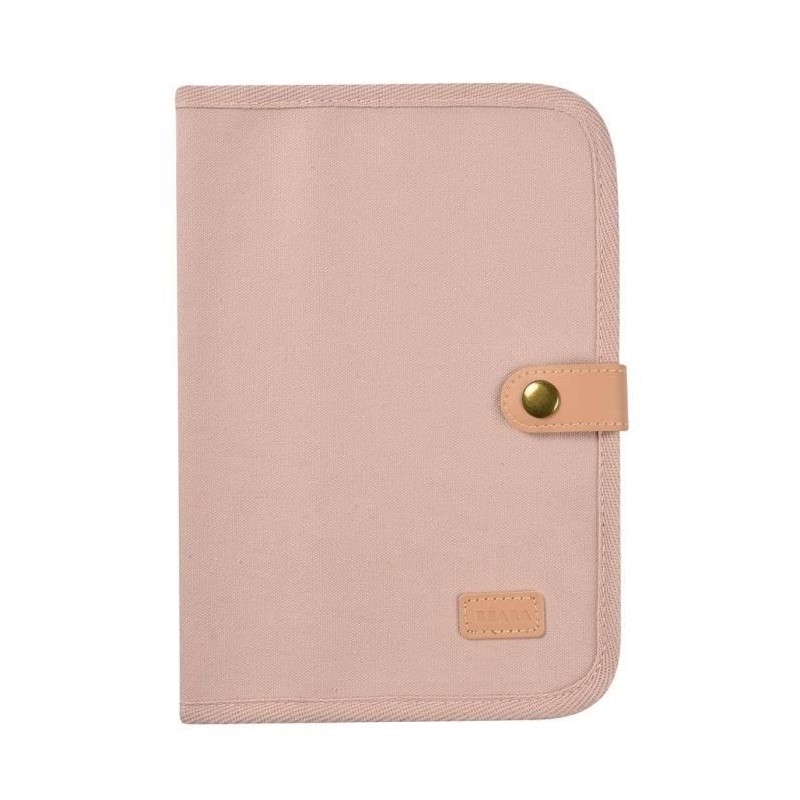 BEABA, Protege carnet de santé canvas rose poudré