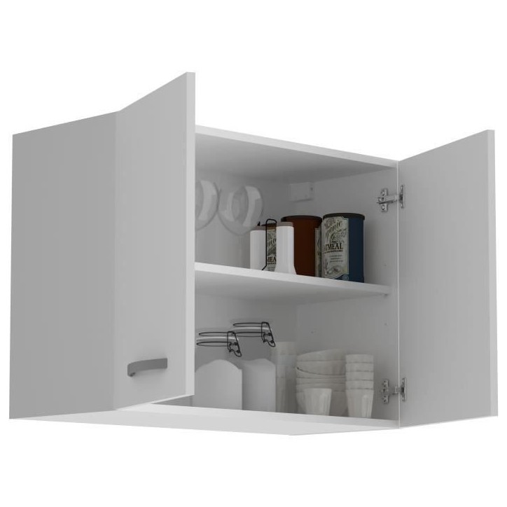 OSLO Meuble haut 2 portes - Blanc - L 80 x P 36 x H 58 cm OSLO Meuble haut 2 portes - Blanc - L 80 x P 36 x H 58 cm