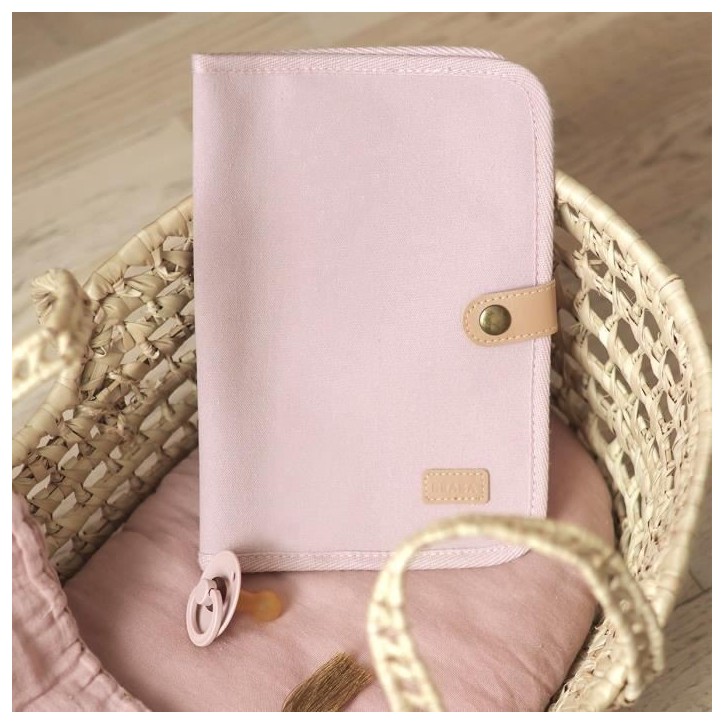 BEABA, Protege carnet de santé canvas rose poudré BEABA, Protege carnet de santé canvas rose poudré