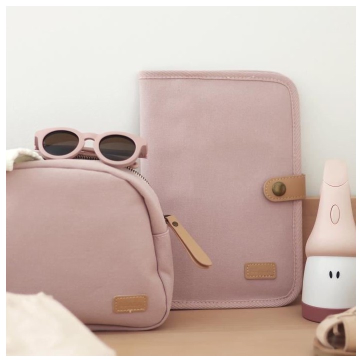 BEABA, Protege carnet de santé canvas rose poudré BEABA, Protege carnet de santé canvas rose poudré