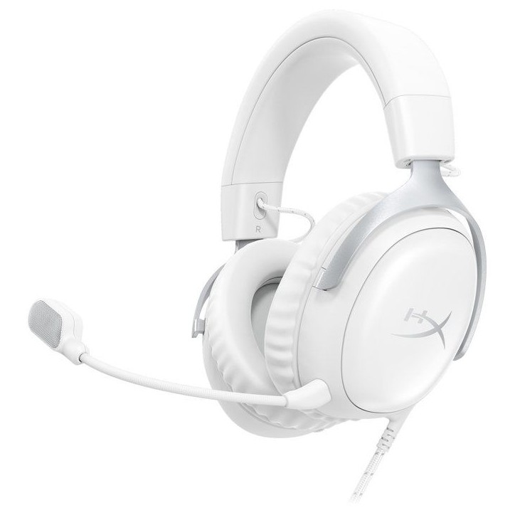 Casque Gamer Filaire HyperX Cloud III blanc pour PC PS5 PS4 Xbox X|S Xbox One Switch, Mac mobiles avec dongle et USB C vers USB Casque Gamer Filaire HyperX Cloud III blanc pour PC PS5 PS4 Xbox X|S Xbox One Switch, Mac mobiles avec dongle et USB C vers USB