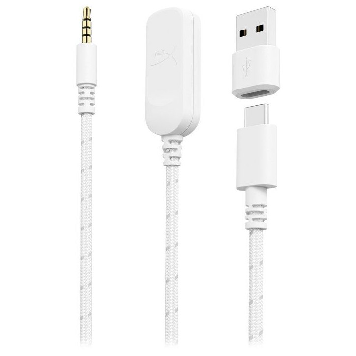 Casque Gamer Filaire HyperX Cloud III blanc pour PC PS5 PS4 Xbox X|S Xbox One Switch, Mac mobiles avec dongle et USB C vers USB Casque Gamer Filaire HyperX Cloud III blanc pour PC PS5 PS4 Xbox X|S Xbox One Switch, Mac mobiles avec dongle et USB C vers USB