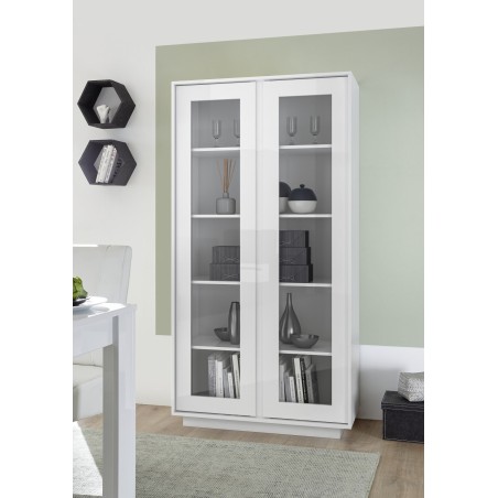 Vitrine - ICEBERG - Blanc laqué brillant - 2 Portes - Fabrication Ita