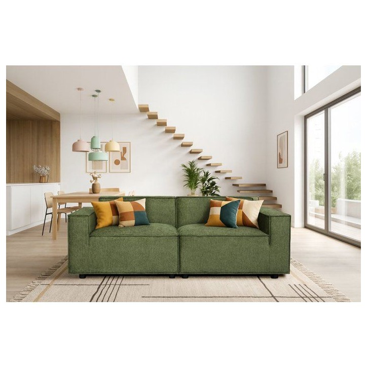 Canapé modulable - 3 places - IGOR - Tissu Kaki - 198 x 94 x 70 cm Canapé modulable - 3 places - IGOR - Tissu Kaki - 198 x 94 x 70 cm