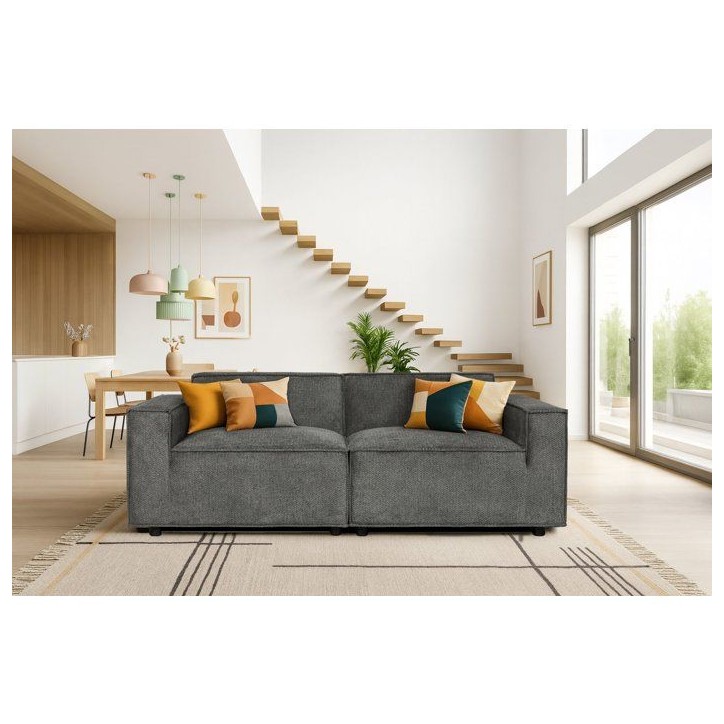 Canapé modulable - 3 places - IGOR - Tissu Gris anthracite - 198 x 94 x 70 cm Canapé modulable - 3 places - IGOR - Tissu Gris anthracite - 198 x 94 x 70 cm