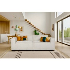Canapé modulable - 3 places - IGOR - Tissu Beige - 198 x 94 x 70 cm