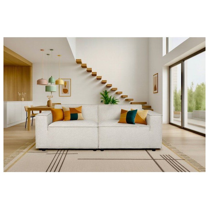 Canapé modulable - 3 places - IGOR - Tissu Beige - 198 x 94 x 70 cm Canapé modulable - 3 places - IGOR - Tissu Beige - 198 x 94 x 70 cm