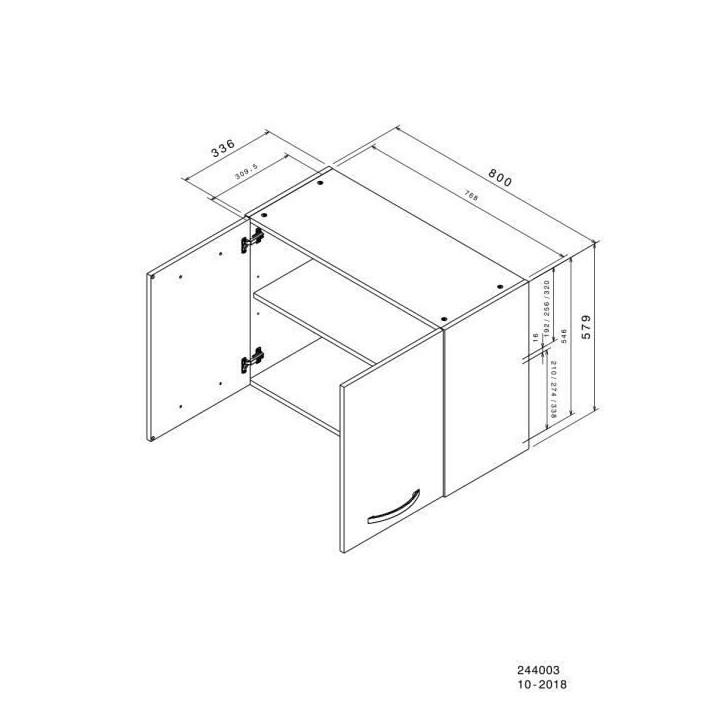 OSLO Meuble haut 2 portes - Blanc - L 80 x P 36 x H 58 cm OSLO Meuble haut 2 portes - Blanc - L 80 x P 36 x H 58 cm