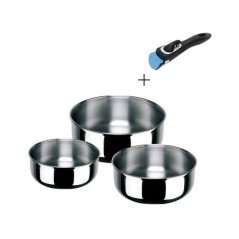 Set de casseroles - INOXIBAR - Porthos 16-18-20 cm - manche amovible -