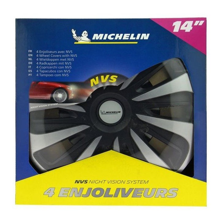 MICHELIN Enjoliveur 14 NVS 3D par 4 en boîte Noir MICHELIN Enjoliveur 14 NVS 3D par 4 en boîte Noir