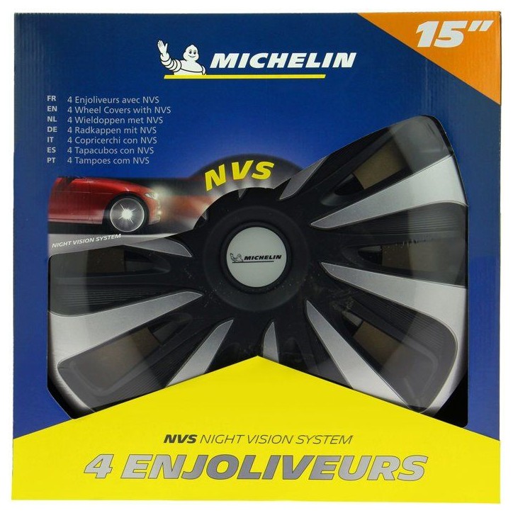 MICHELIN Enjoliveur 15 NVS 3D par 4 en boîte Noir MICHELIN Enjoliveur 15 NVS 3D par 4 en boîte Noir