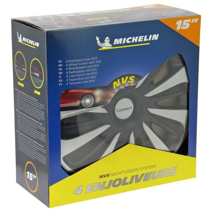 MICHELIN Enjoliveur 15 NVS 3D par 4 en boîte Noir MICHELIN Enjoliveur 15 NVS 3D par 4 en boîte Noir