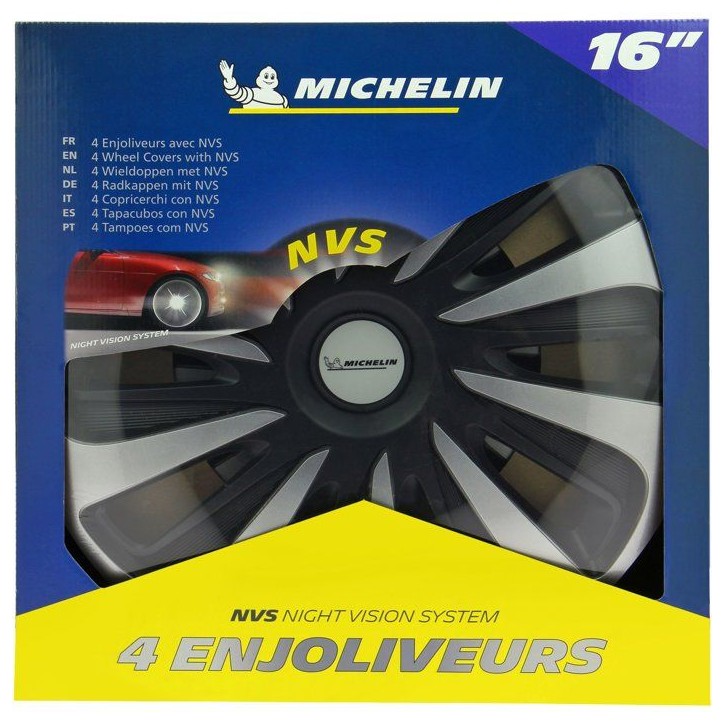 MICHELIN Enjoliveur 16 NVS 3D par 4 en boîte Noir MICHELIN Enjoliveur 16 NVS 3D par 4 en boîte Noir