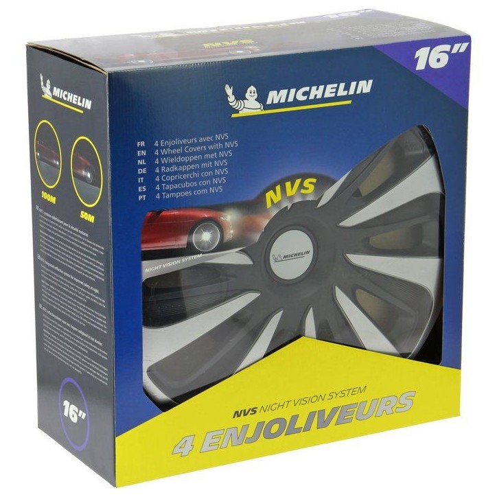 MICHELIN Enjoliveur 16 NVS 3D par 4 en boîte Noir MICHELIN Enjoliveur 16 NVS 3D par 4 en boîte Noir