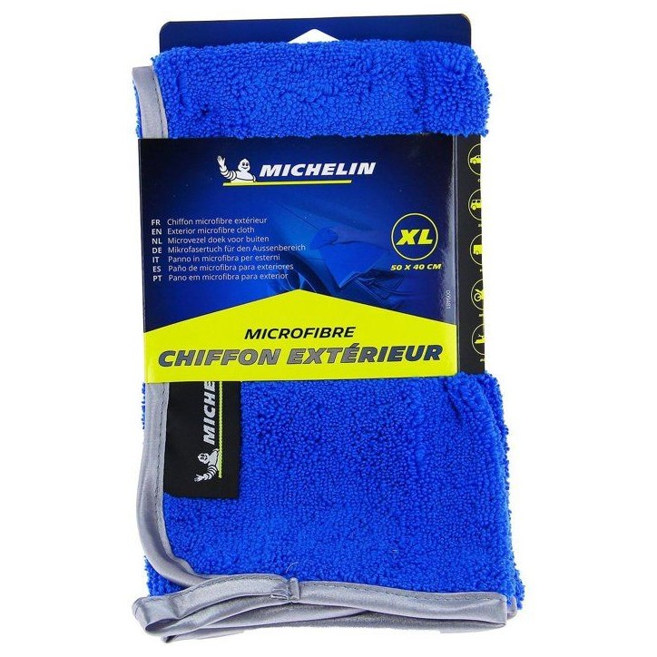 Microfibre extérieur - MICHELIN - Spécial carrosserie - Lustrage parfait - Séchage rapide - Format XL 50x40cm - Bleu Microfibre extérieur - MICHELIN - Spécial carrosserie - Lustrage parfait - Séchage rapide - Format XL 50x40cm - Bleu