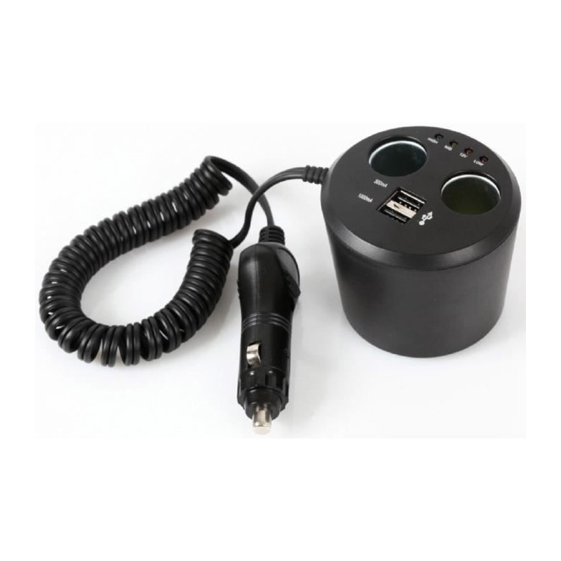 AUTO-T Multiprise Allume-Cigare USB Sur Porte Boisson 12/24V