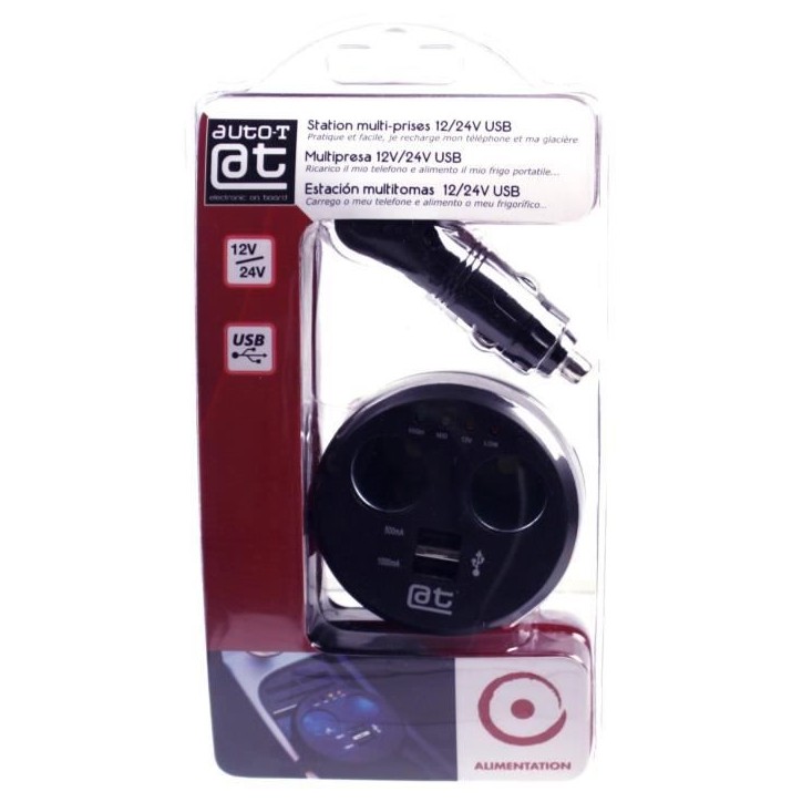 AUTO-T Multiprise Allume-Cigare USB Sur Porte Boisson 12/24V AUTO-T Multiprise Allume-Cigare USB Sur Porte Boisson 12/24V