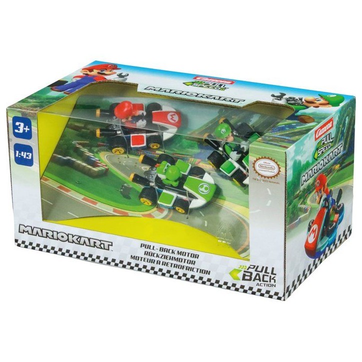 Pack de 3 voitures a rétofriction - CARRERA Pull & Speed - Mario Kart™ - Échelle 1:43 - Des 3 ans Pack de 3 voitures a rétofriction - CARRERA Pull & Speed - Mario Kart™ - Échelle 1:43 - Des 3 ans