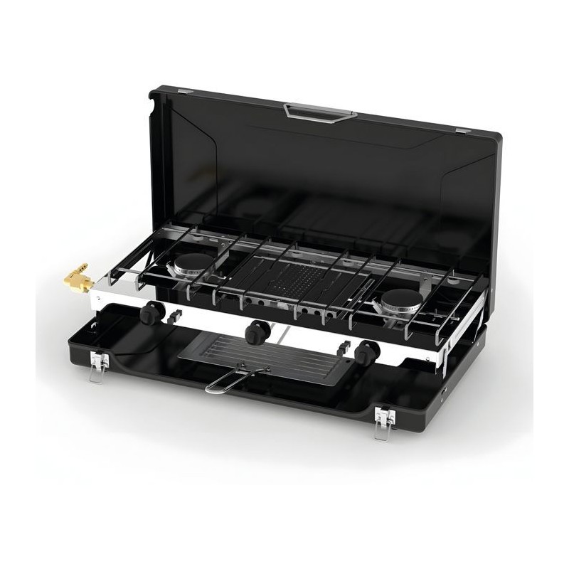 Réchaud a gaz - INCASA - 2 feux + grill/toaster intégré - 4500 W -