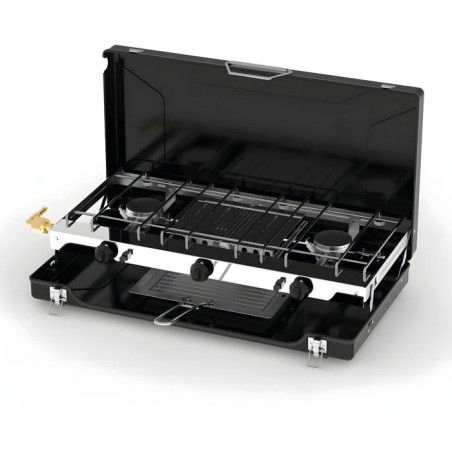 Réchaud a gaz - INCASA - 2 feux + grill/toaster intégré - 4500 W -