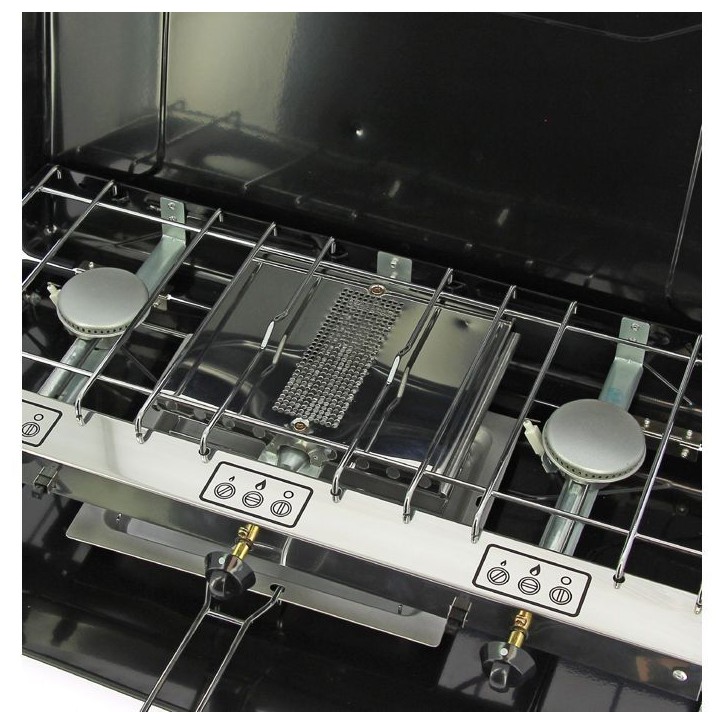 Réchaud a gaz - INCASA - 2 feux + grill/toaster intégré - 4500 W - 3 brûleurs - Acier émaillé - Butane/Propane Réchaud a gaz - INCASA - 2 feux + grill/toaster intégré - 4500 W - 3 brûleurs - Acier émaillé - Butane/Propane