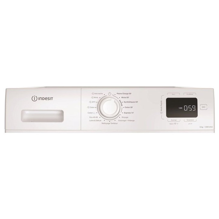 Lave-linge hublot INDESIT IM642MYTIMEFR - 6 kg - Induction - L60 cm - 1200 trs/min - Blanc Lave-linge hublot INDESIT IM642MYTIMEFR - 6 kg - Induction - L60 cm - 1200 trs/min - Blanc