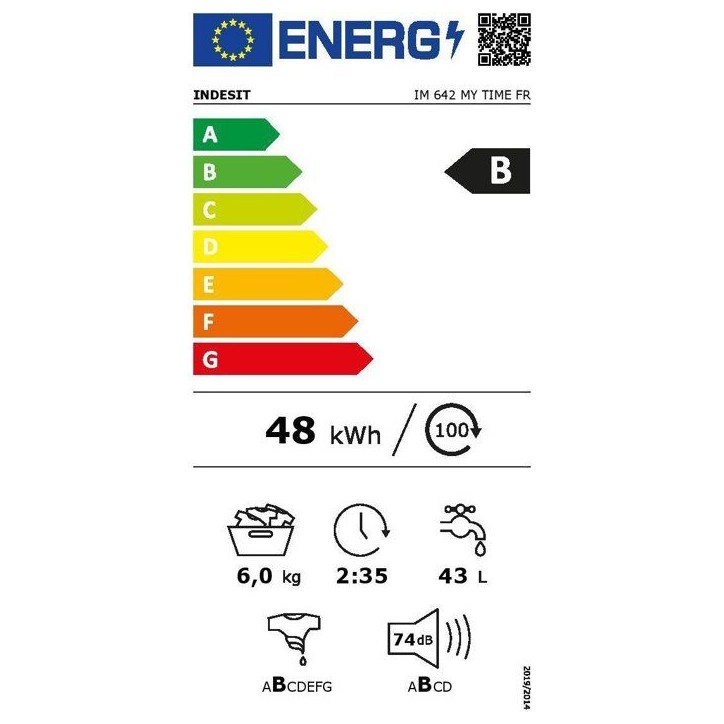 Lave-linge hublot INDESIT IM642MYTIMEFR - 6 kg - Induction - L60 cm - 1200 trs/min - Blanc Lave-linge hublot INDESIT IM642MYTIMEFR - 6 kg - Induction - L60 cm - 1200 trs/min - Blanc