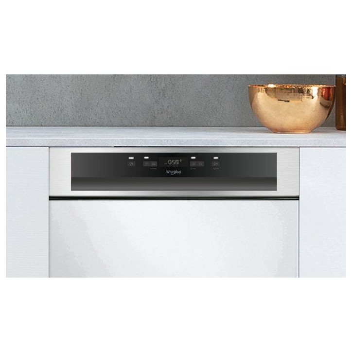Lave-vaisselle semi-encastrable WHIRLPOOL WBO3T133PFX - 14 couverts - L60cm - 43 dB - Bandeau inox Lave-vaisselle semi-encastrable WHIRLPOOL WBO3T133PFX - 14 couverts - L60cm - 43 dB - Bandeau inox