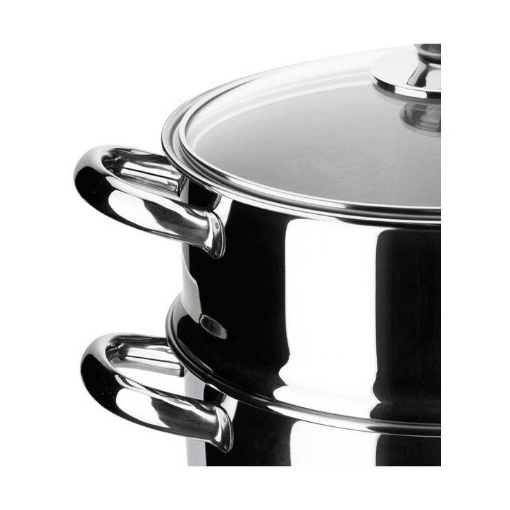Ensemble cuisson vapeur - INOXIBAR - Ecco Cristal - acier inoxydable - couvercle verre - induction Ensemble cuisson vapeur - INOXIBAR - Ecco Cristal - acier inoxydable - couvercle verre - induction