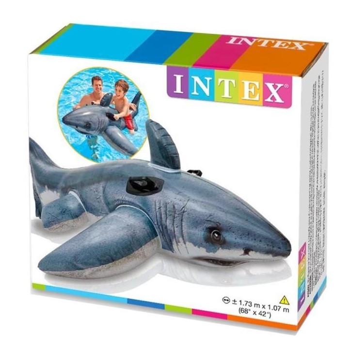 Bouée gonflable INTEX Grand Requin Blanc a Chevaucher - 173x107 cm - Pour Enfant a partir de 3 ans