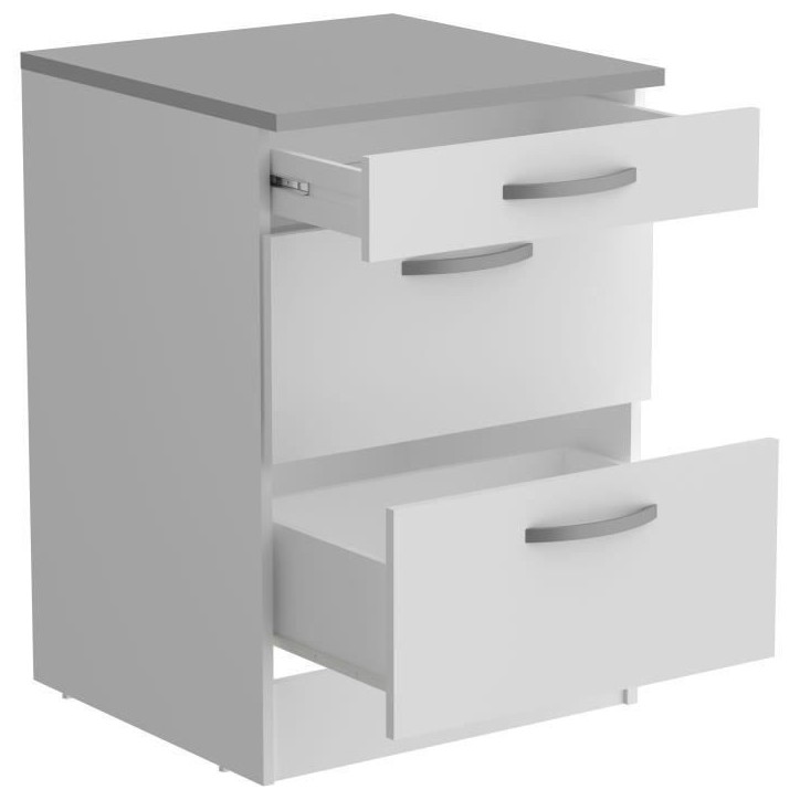 OSLO Meuble Bas 3 tiroirs + plan - Décor blanc - L 60 x P 60 x H 86 cm OSLO Meuble Bas 3 tiroirs + plan - Décor blanc - L 60 x P 60 x H 86 cm