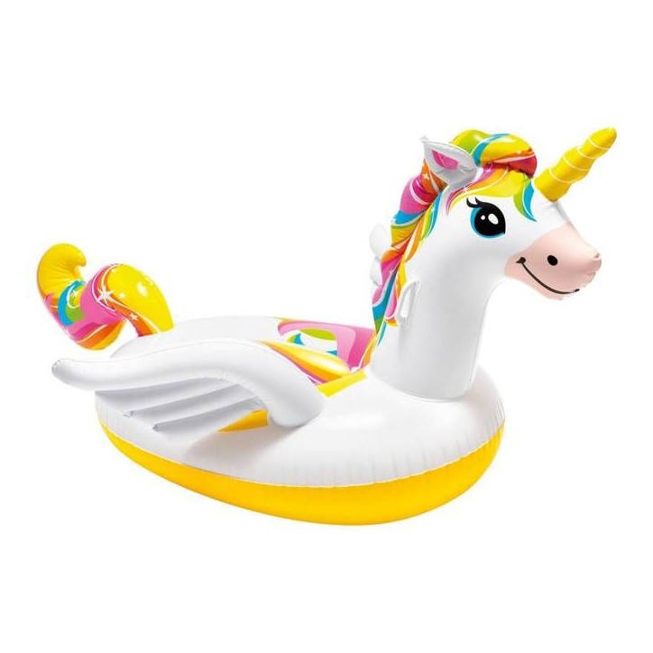 Bouée gonflable Licorne Magique a Chevaucher - INTEX - Dimensions 201x140x97cm - 2 poignées de maintien