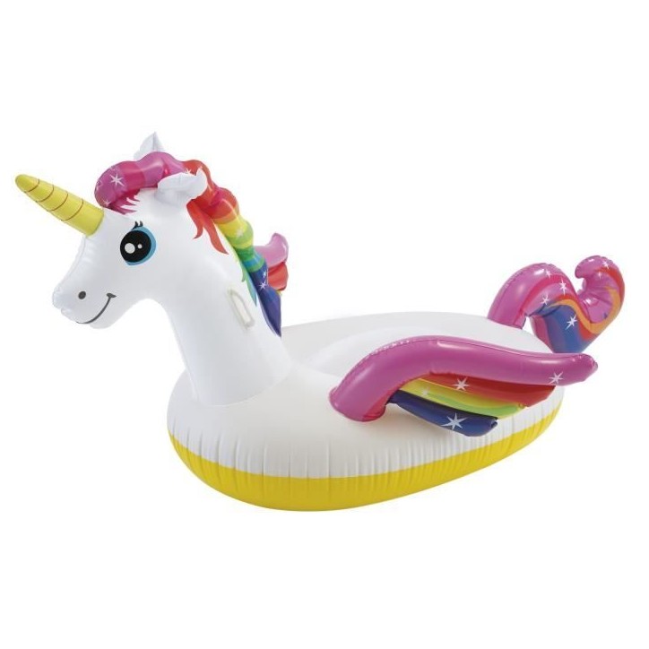 Bouée gonflable Licorne Magique a Chevaucher - INTEX - Dimensions 201x140x97cm - 2 poignées de maintien