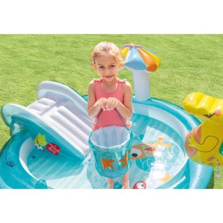 Piscine/Piscinette gonflable Aire de jeux Alligator INTEX - A partir de 2 ans - 160L - Bouée canard + seau gonflable - 57165NP