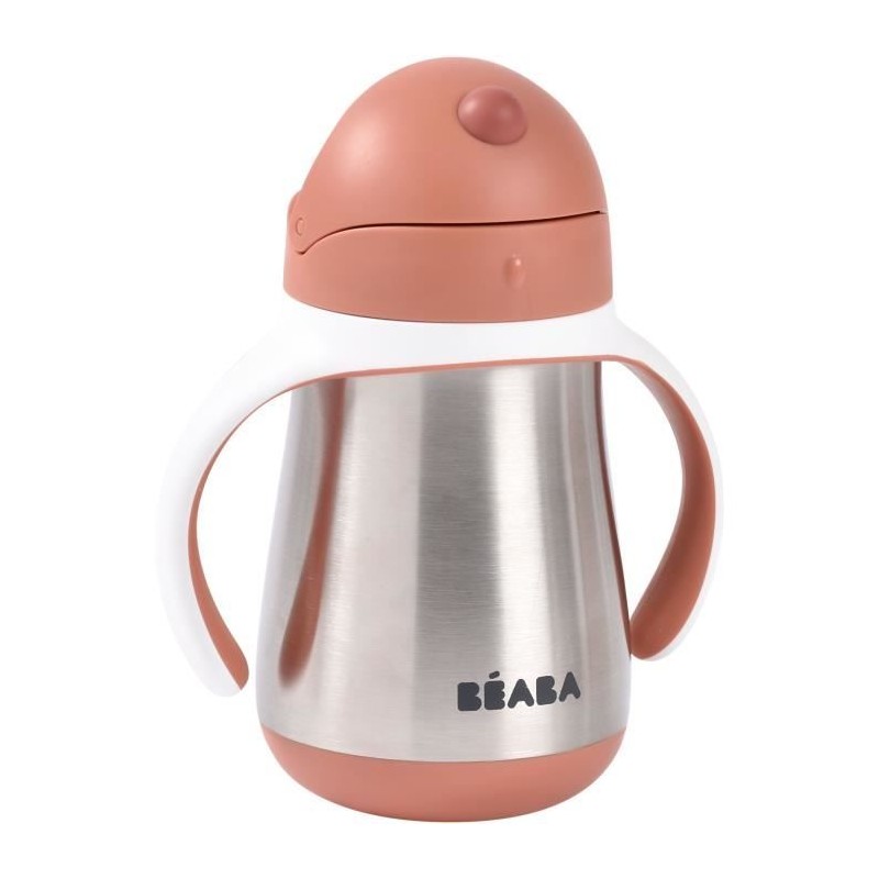 Tasse avec paille - BEABA - Inox - 250 ml - Terracotta
