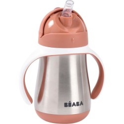 Tasse avec paille - BEABA - Inox - 250 ml - Terracotta