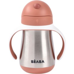 Tasse avec paille - BEABA - Inox - 250 ml - Terracotta