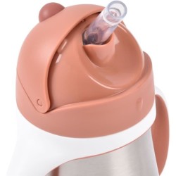 Tasse avec paille - BEABA - Inox - 250 ml - Terracotta