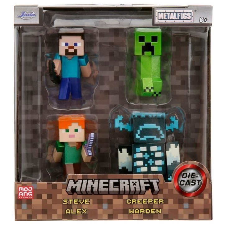 Minecraft Set de figurines en métal Steve Alex Creeper Warden 6 cm Minecraft Set de figurines en métal Steve Alex Creeper Warden 6 cm