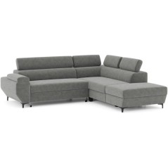 Canapé d'angle gauche convertible - 3 places - JAVA - Tissu Anthracit
