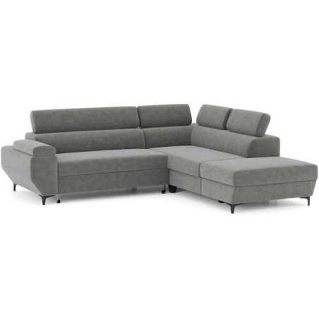 Canapé d'angle gauche convertible - 3 places - JAVA - Tissu Anthracit